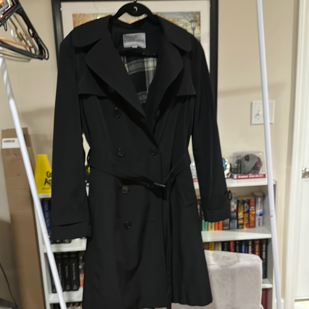 Women's Black Trench Coat with Removable Liner